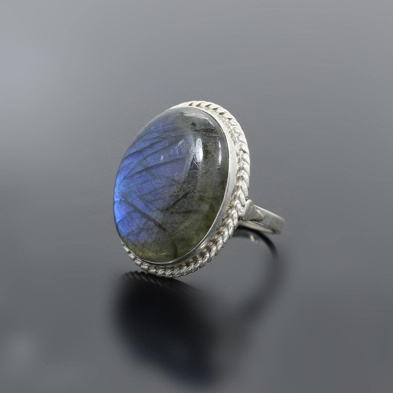 Labradorite Gemstone 92.5 Sterling Silver Ring