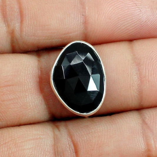 Black Onyx Gemstone Silver Ring