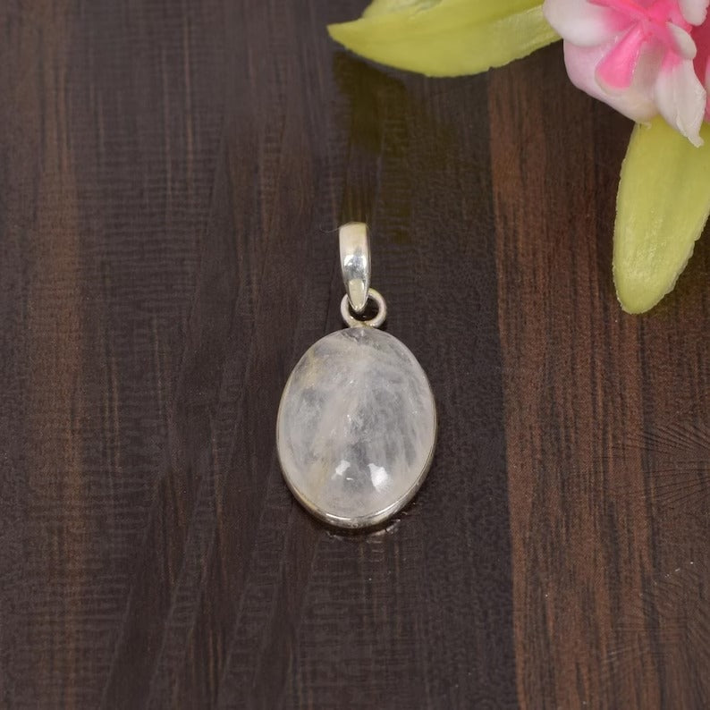 925 Sterling Silver Blue Fire Moonstone Pendant