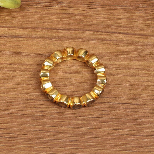 Smoky Quartz Eternity Band Brass Ring