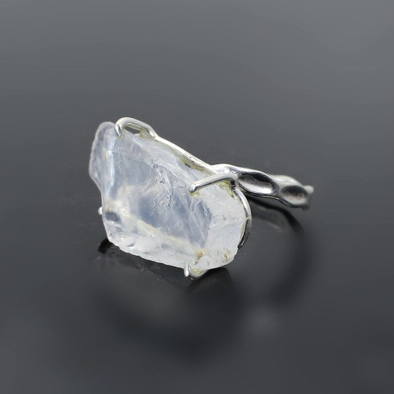 Crystal Quartz Raw Gemstone 92.5  Sterling Silver Ring