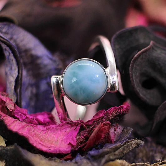 Larimar Gemstone 92.5 Sterling Silver Ring