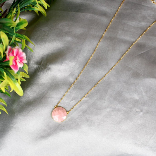 Pink Opal Gold Plated Necklace