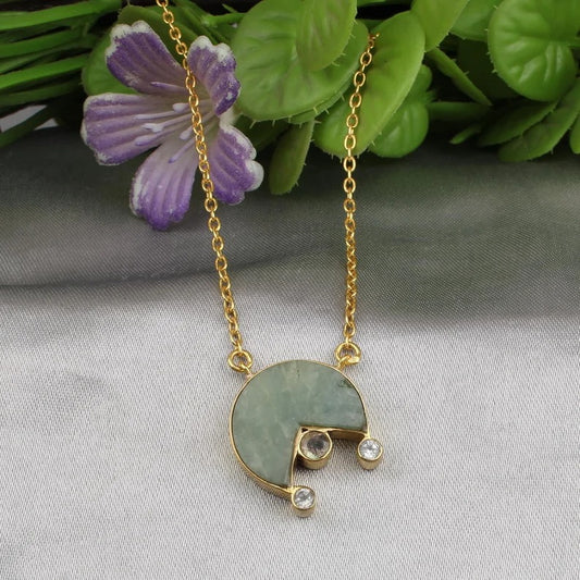 Natural Milky Aquamarine & Labradorite Gemstone Necklace