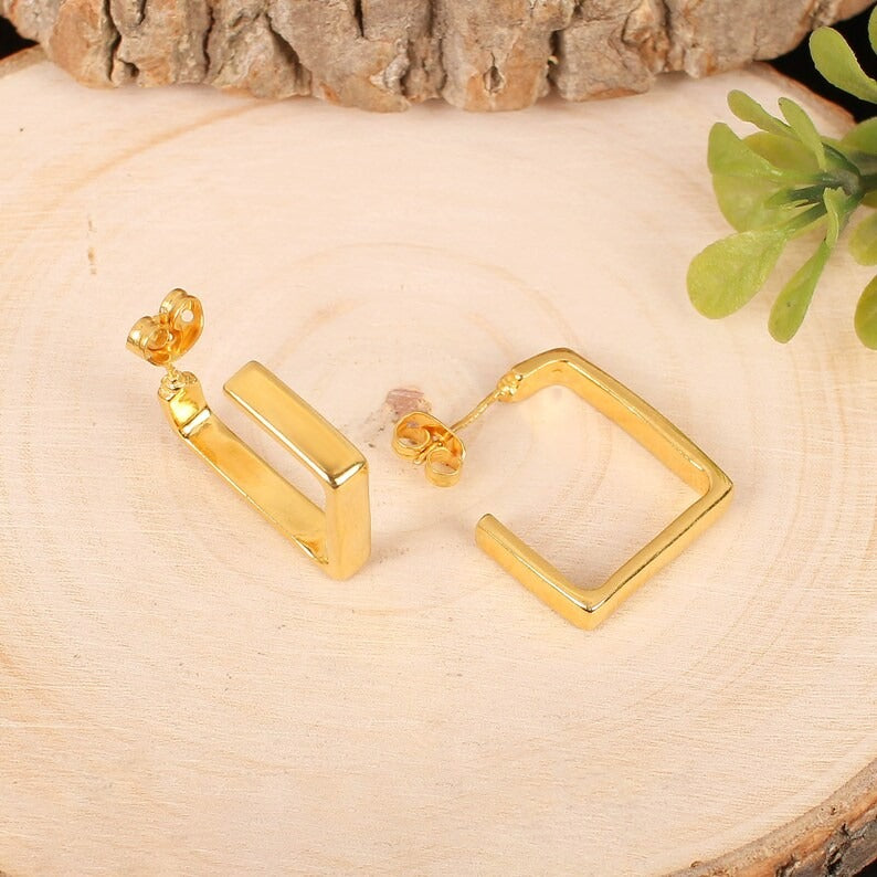 925 Sterling Silver Gold Plated Stud Earring