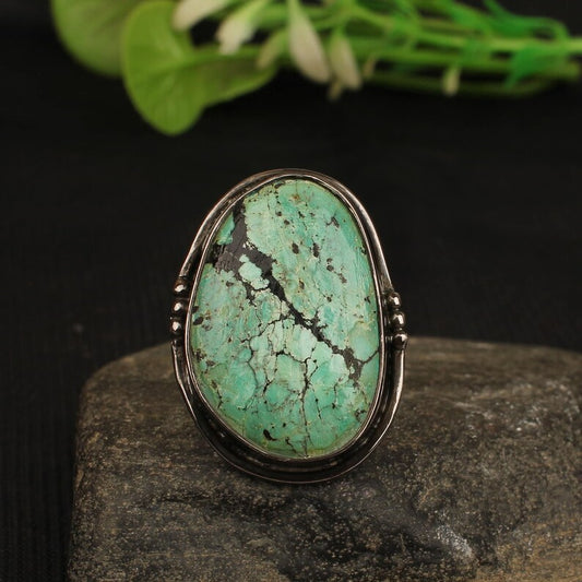 Tibetan Turquoise 92.5 Sterling Silver Handmade Ring