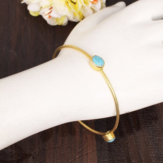 Precious Oval Turquoise Stackable Bracelet