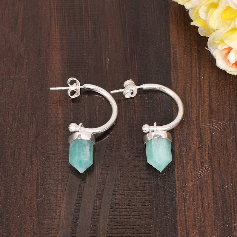 Amazonite Brass Earrings