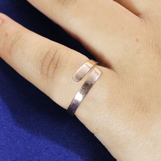 Open Crossover Thumb Adjustable Silver Ring