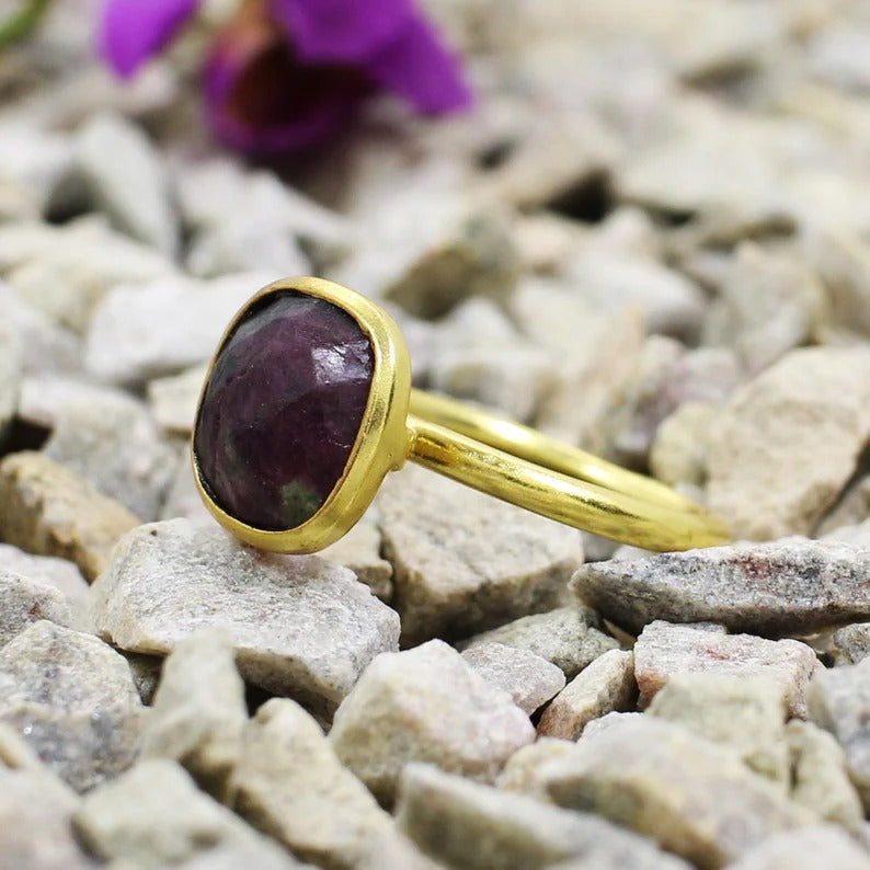 Eudialyte Gold Plated Handmade Gemstone Ring