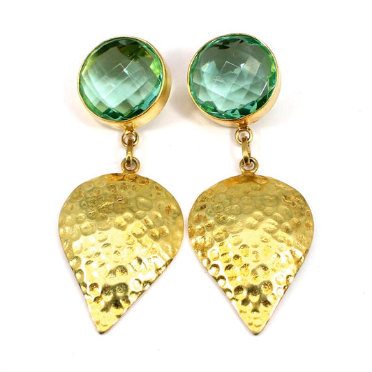 Gold Plated Aquamarine Hydro Gemstone Earrings