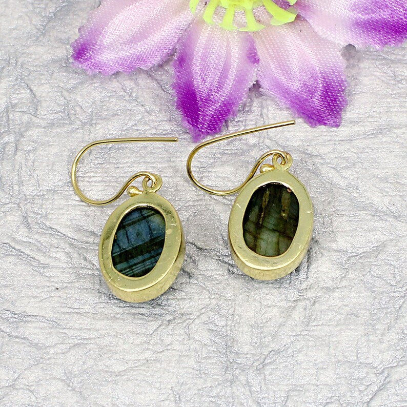 Labradorite Doublet Stone Earrings