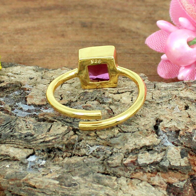 Pink Tourmaline Gemstone 92.5 Sterling Silver Adjustable Ring