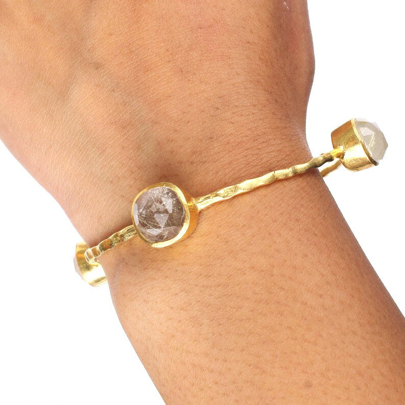 Gold Plated Golden Rutile Brass Bangle