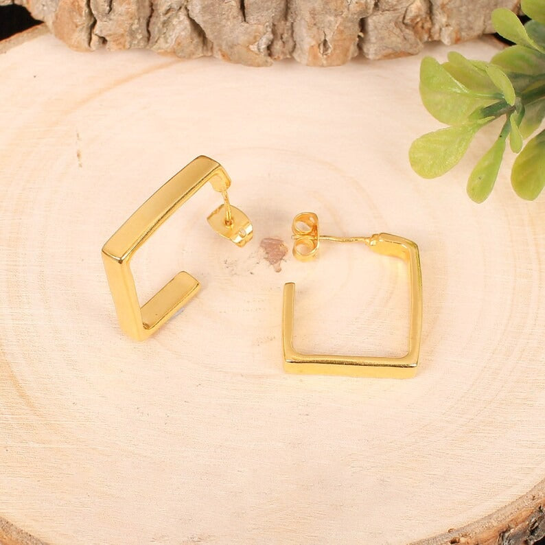 925 Sterling Silver Gold Plated Stud Earring