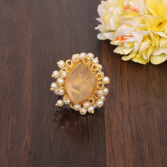 Sparkling Citrine Beaded Ring