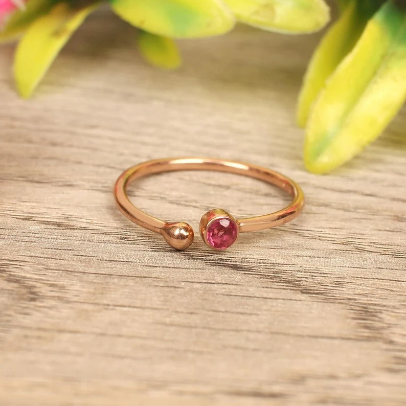 Pink Tourmaline Gemstone Sterling Silver Ring