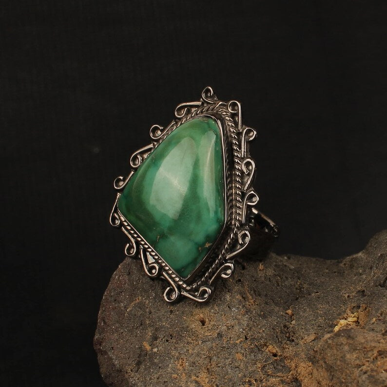 Tibetan Turquoise Gemstone 92.5 Sterling Silver