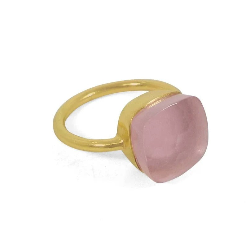 Natural Rose Quartz Gemstone 92.5 Silver Ring