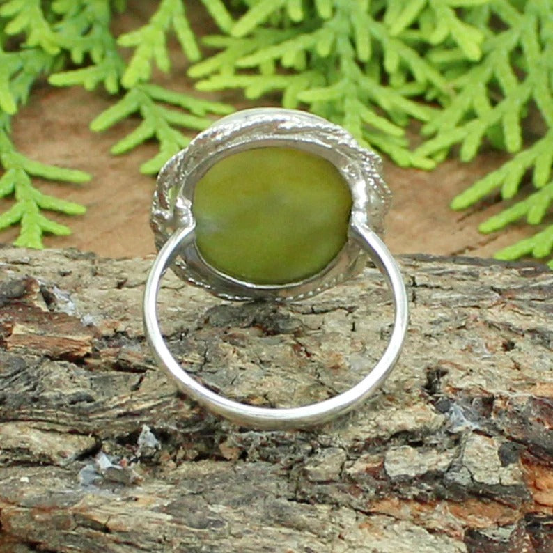 Serpentine Gemstone 9235 Silver Ring