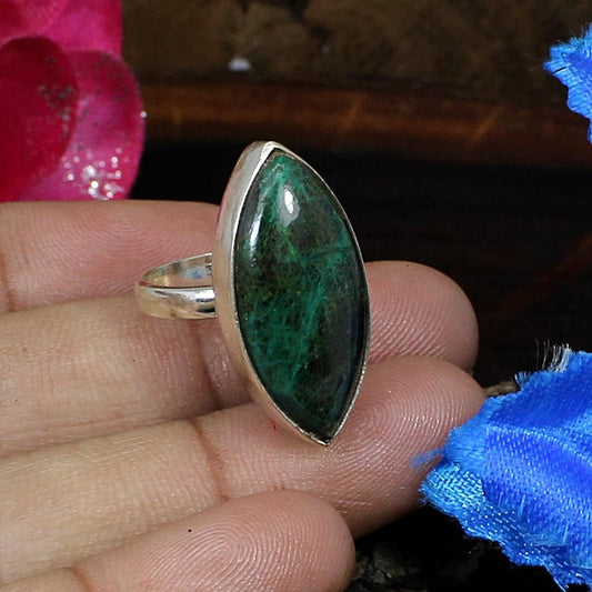 Chrysocolla Gemstone 92.5 Sterling Silver Ring