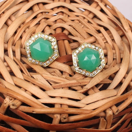 925 Sterling Silver Chrysoprase Chalcedony Earrings