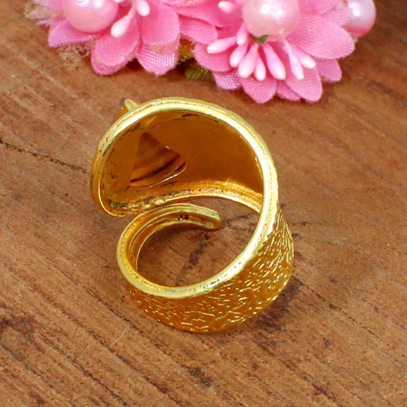 Gold Plated Crystal Pyrite Ring