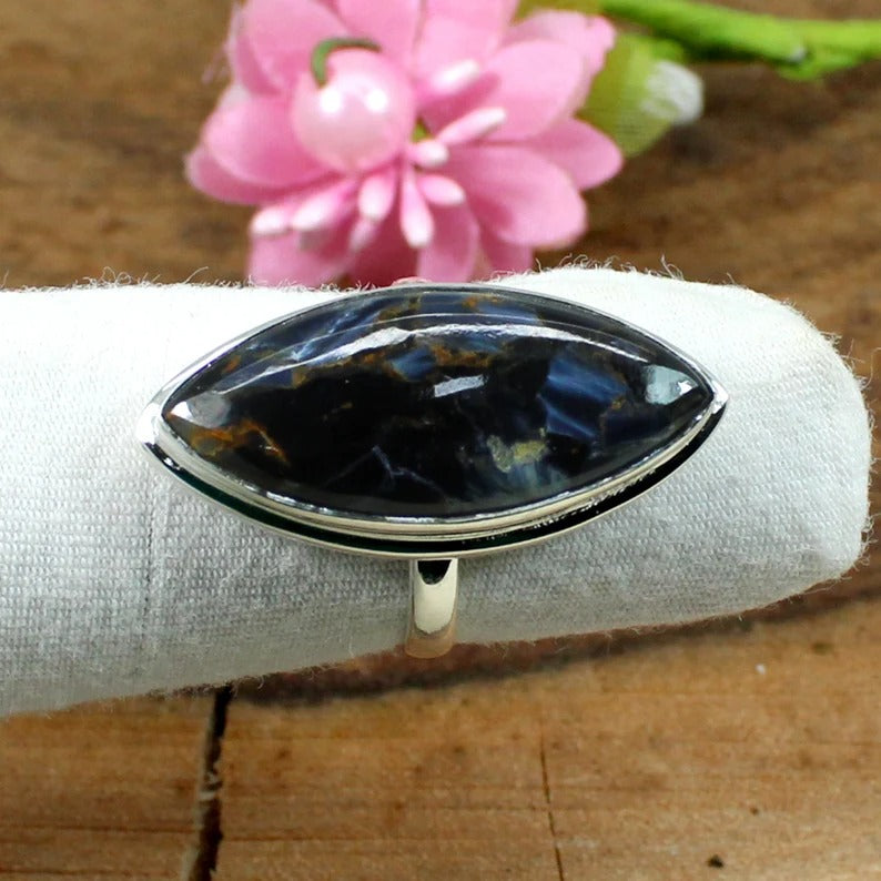 Natural Pietersite Gemstone Silver Ring