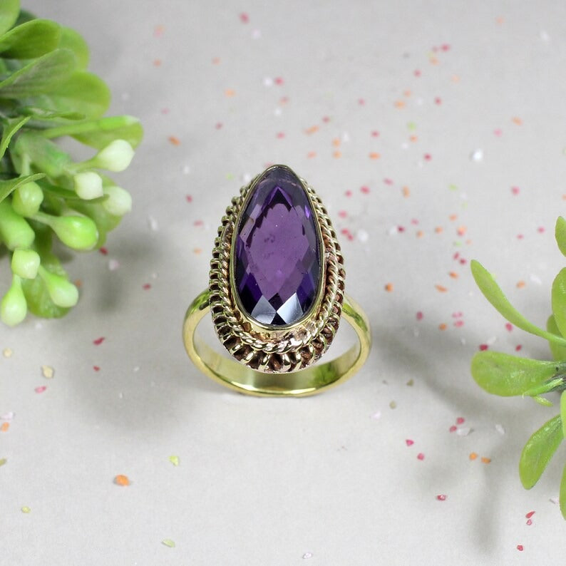 Purple Amethyst Gemstone 925 Sterling Silver Ring