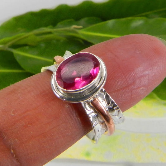 Pink Tourmaline Gemstone 925 Sterling Silver Ring