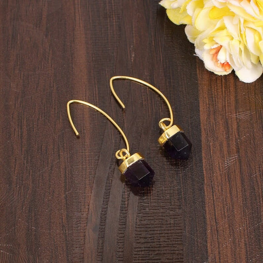 Amethyst Gemstone Brass Earring