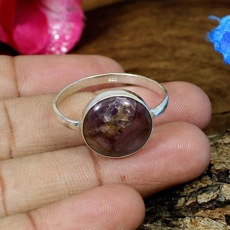 Natural Cocoxenite Gemstone 92.5 Silver Ring