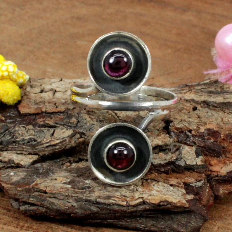 Garnet Gemstone 92.5 Sterling Silver Ring