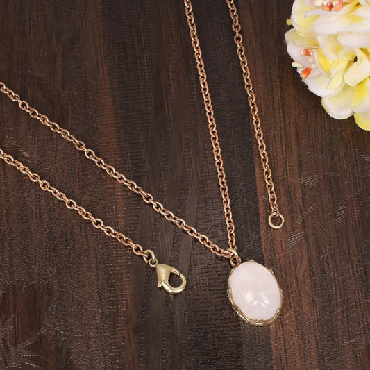 Sparkling Rose Quartz Long Chain Necklace