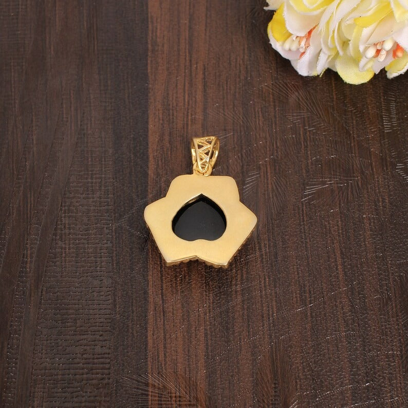 Gold Plated Black Druzy Pendant