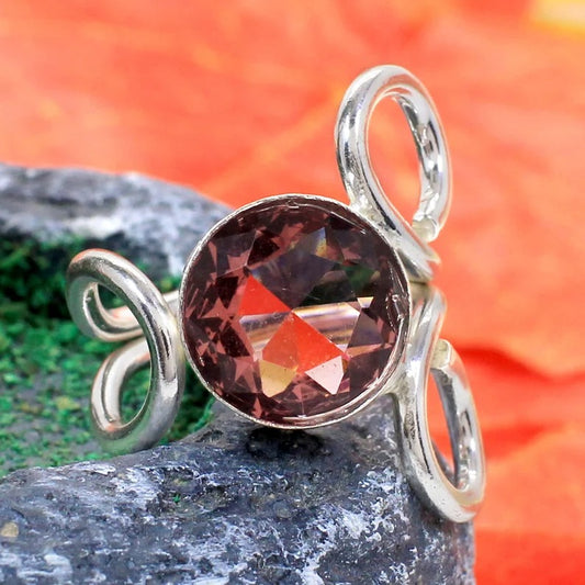 Pink Amethyst Hydro Stone Silver Ring