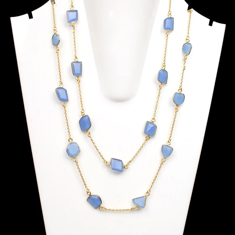 Handcrafted Natural Chalcedony Handmade Link Necklace