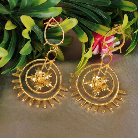 Gold Plated Collet Brass Earrings