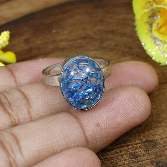 Blue Crackle Glass Ring