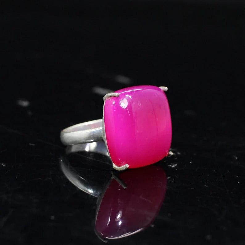 Fuchsia Chalcedony 92.5 Silver Ring