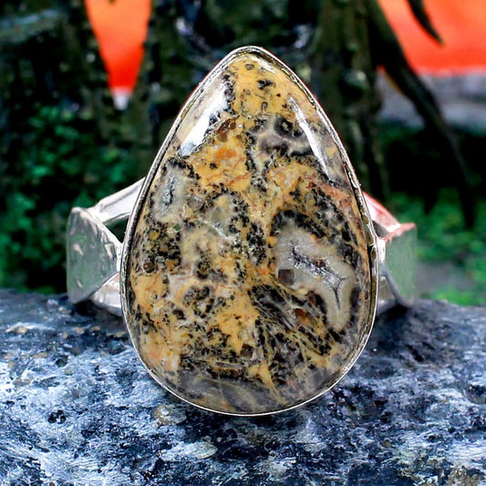 Picture Jasper Gemstone 92.5 Sterling Silver Ring