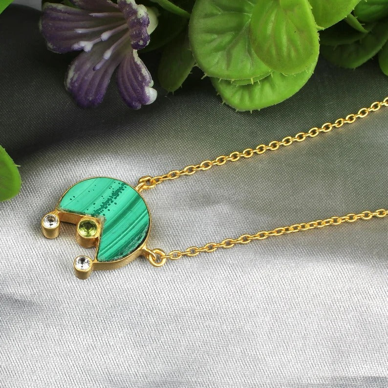 Natural Malachite & Peridot Necklace