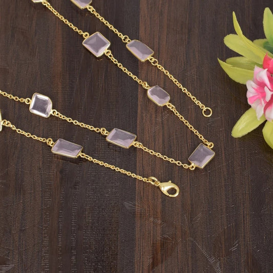 Rose Quartz Link Jewelry Necklace