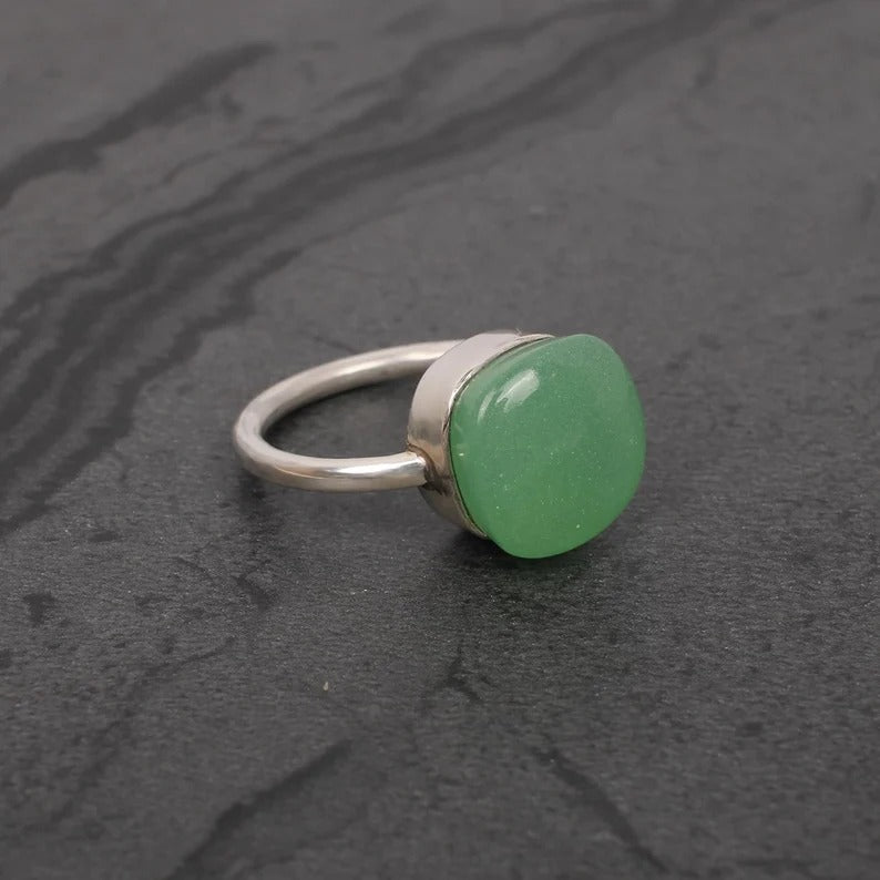 Prehnite Hydro Gemstone 92.5 Sterling Silver Ring