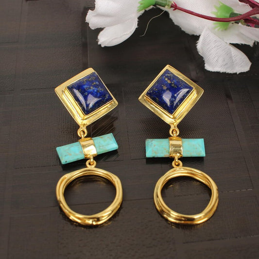 Natural Blue Lapis & Turquoise Earrings...