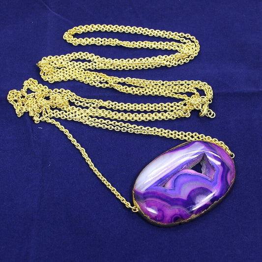 61x42MM Oval Purple Window Druzy Necklace