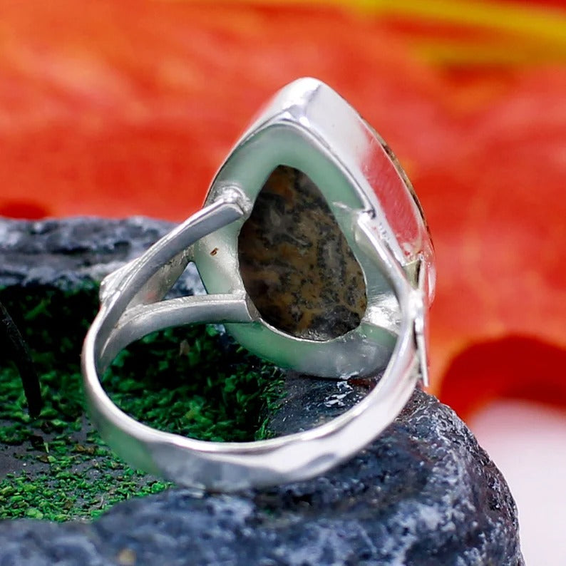Picture Jasper Gemstone 92.5 Sterling Silver Ring