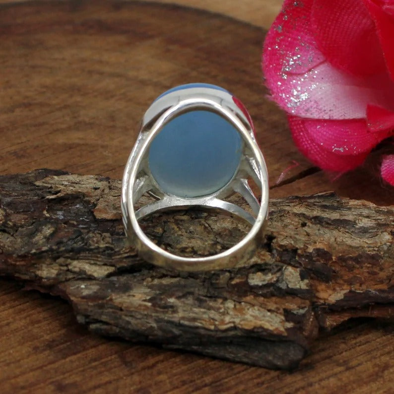 Blue Chalcedony 92.5 Sterling Silver Ring