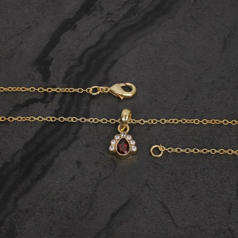 Natural Garnet Gold Plated 92.5 Sterling Silver Necklace