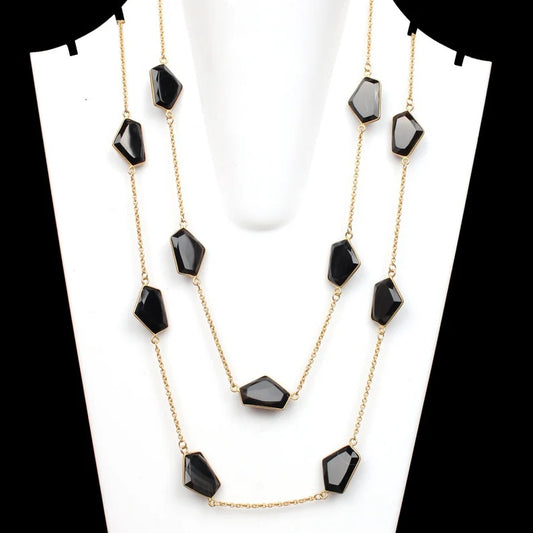 Precious Onyx Link Chain Necklace